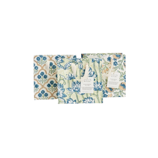 Small Indigo Block Hand Printed Bag
