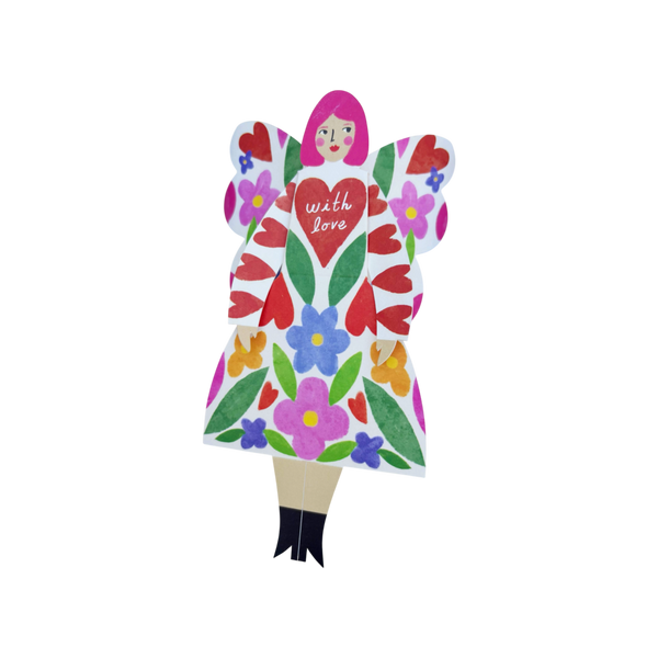 Folka Butterfly Woman Sitting Greeting Card