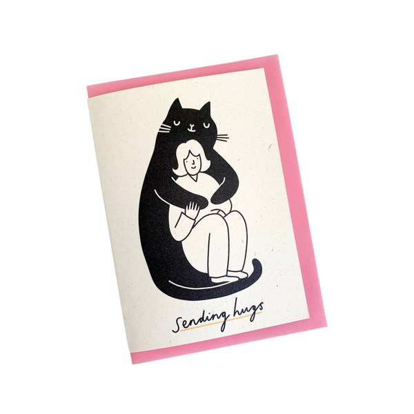 Giant Cat Sending Hugs Greeting Card