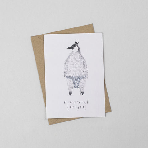 Merry Bright Penguin Greeting Card