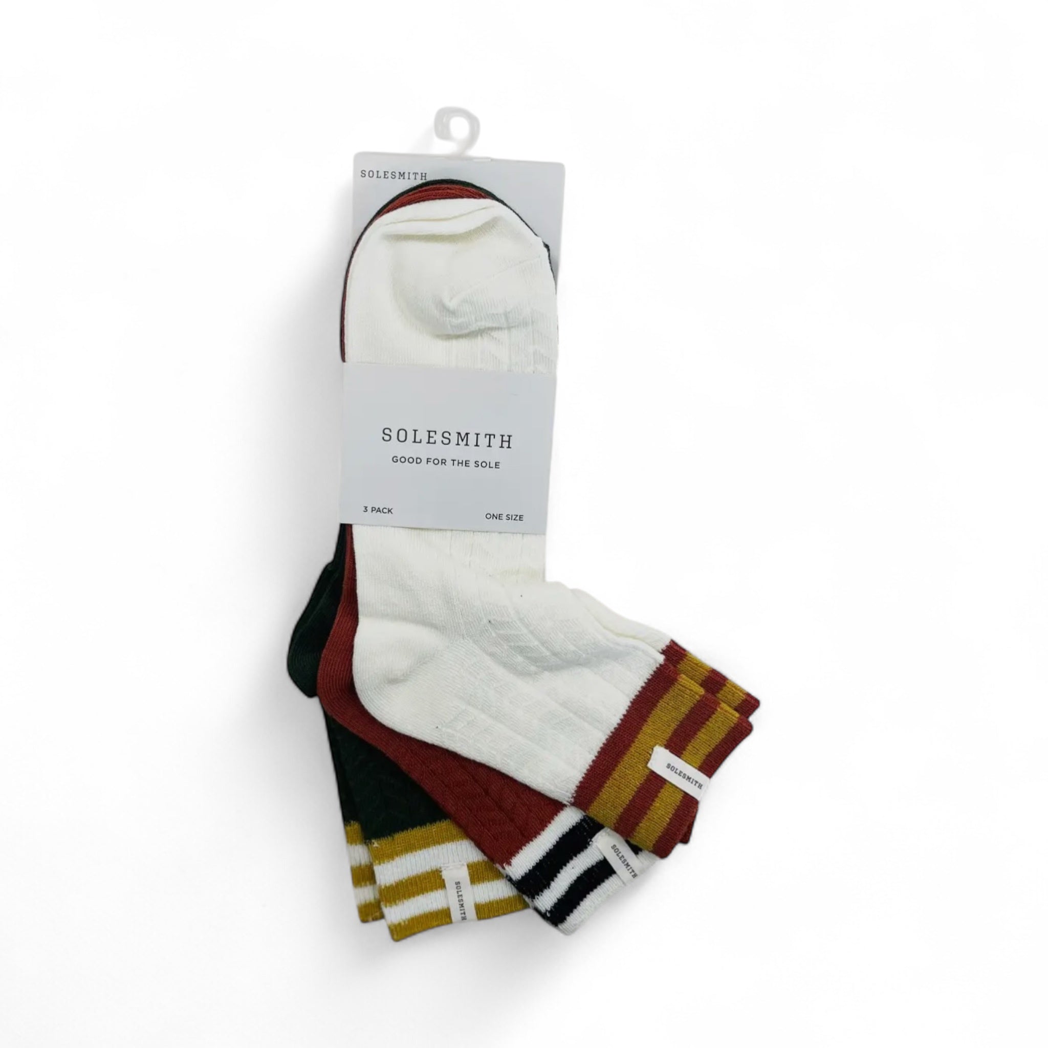 Set of Three Striped Cuff Varsity Style Socks