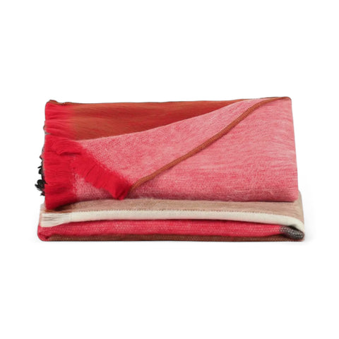 Plaid Red, Black & Natural Alpaca Wool Throw