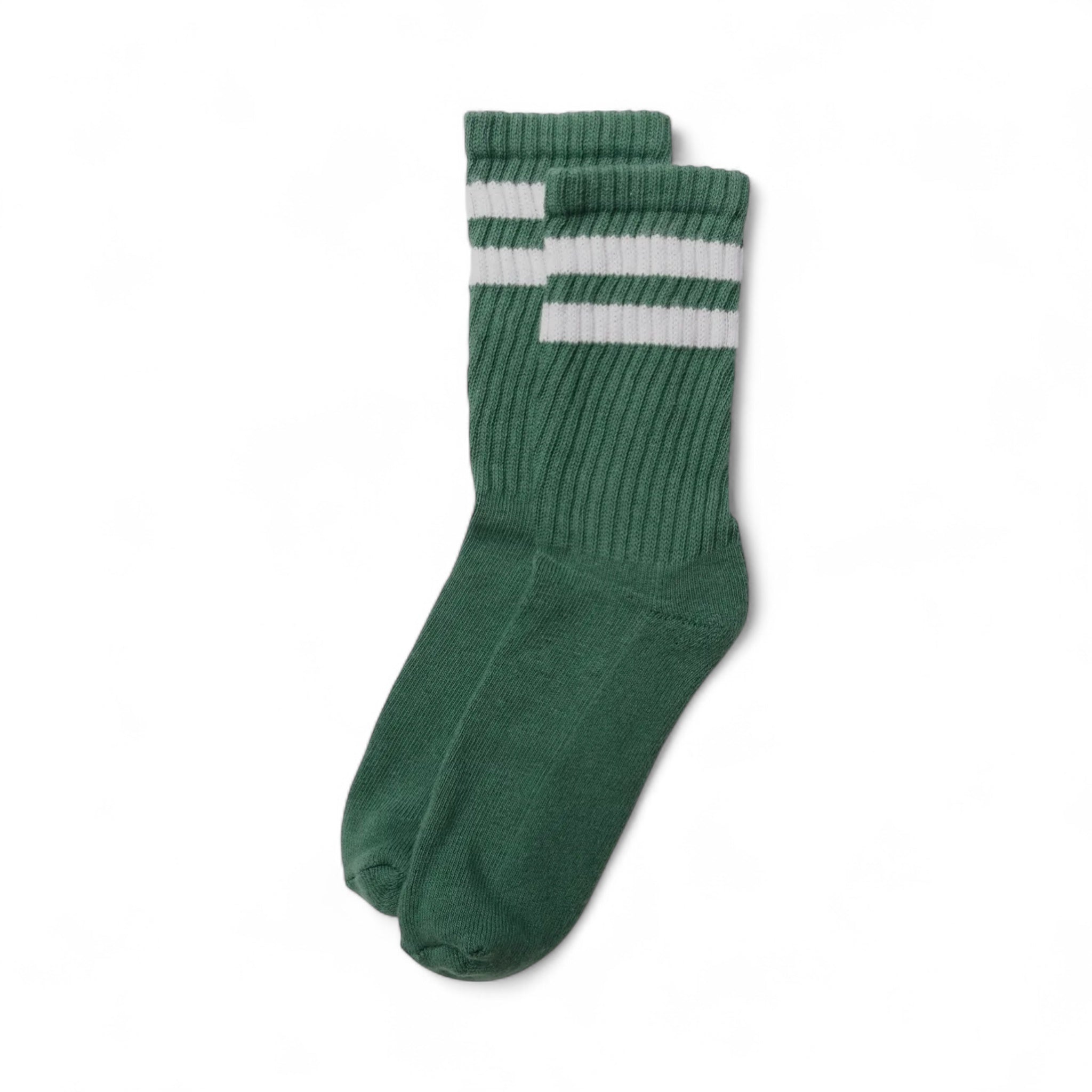 Retro Stripe Green & White Stripe Socks
