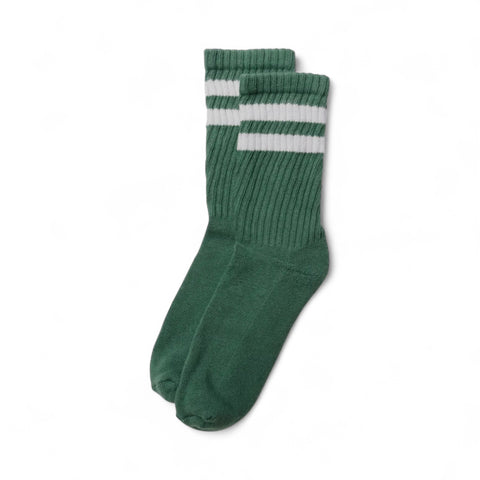 Retro Stripe Green & White Stripe Socks