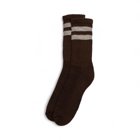 Retro Stripe Brown & White Stripe Socks
