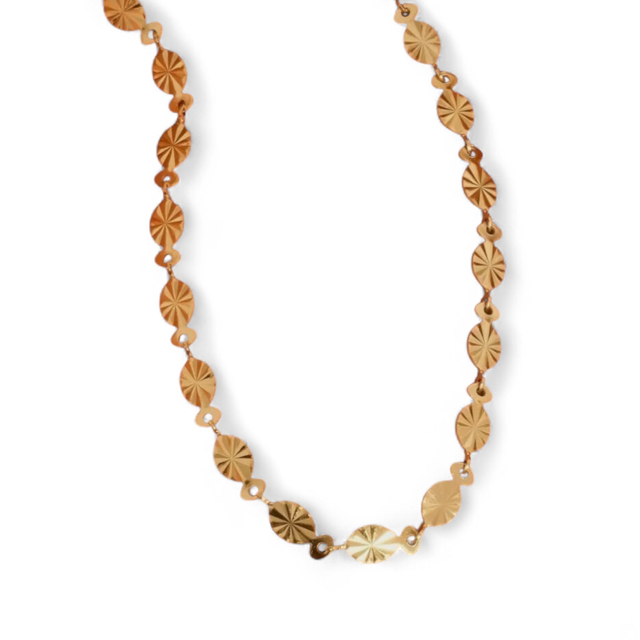 18k Gold Plated Oval Disc Link Necklace