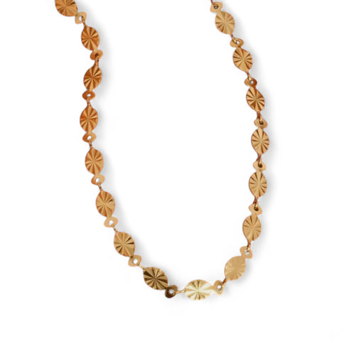 18k Gold Plated Oval Disc Link Necklace