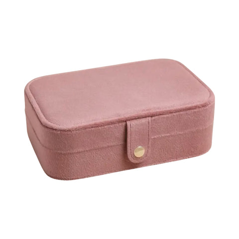 Pink Flower Embroidered Travel Square Jewellery Case