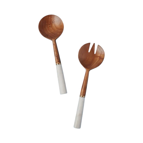 Marble & Wood Salad Servers