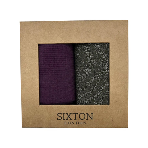 Duo Purple ‘Barcelona’ & Ivy Sparkle ‘Tokyo’ Socks In A Box