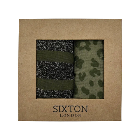 Duo Ivy ‘Leopard’ & Sparkle Stripe ‘Berlin’ Socks In A Box