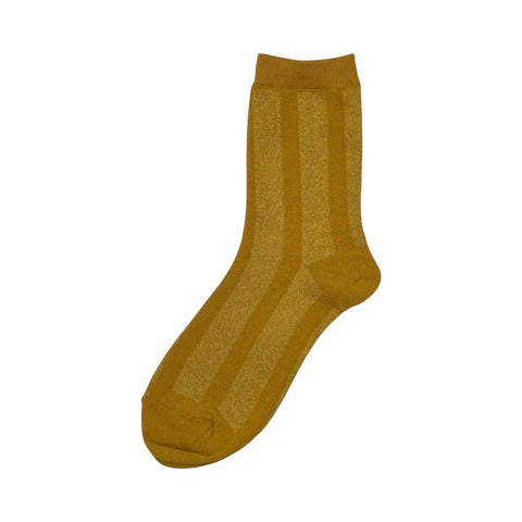 ‘Berlin’ Mustard Gold Stripe Sparkle Stripe Socks
