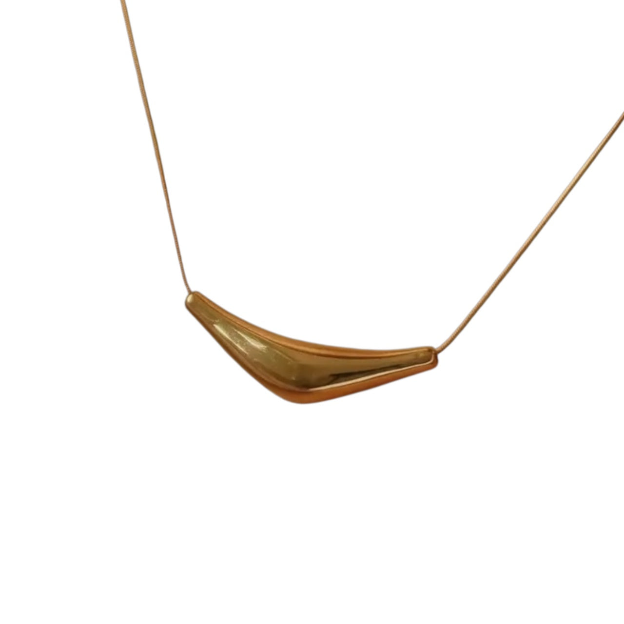 18k Gold Plated Organic Curve Pendant Necklace