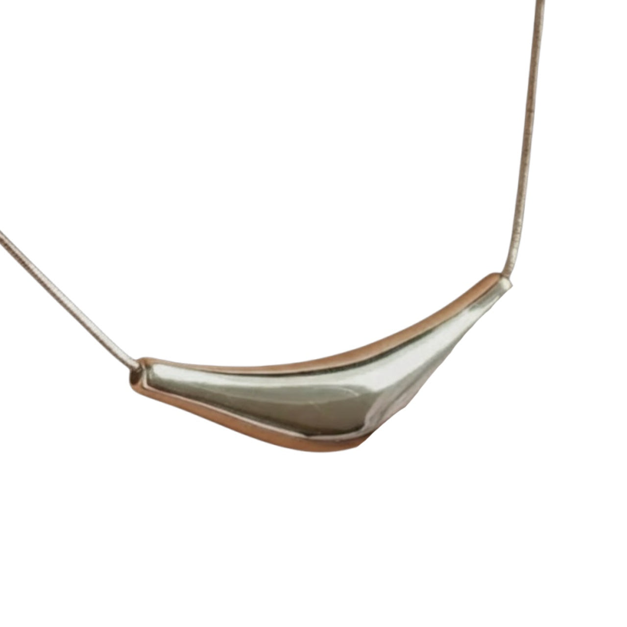 Silver Plated Organic Curve Pendant Necklace