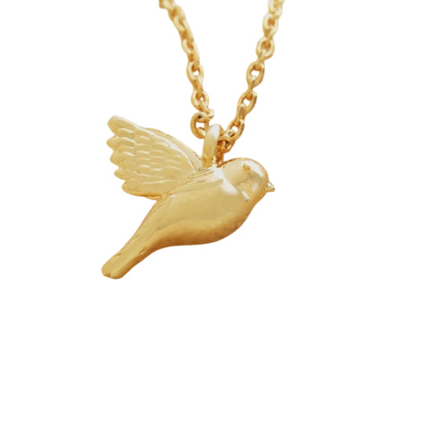 Gold Delicate Bird Pendant Necklace