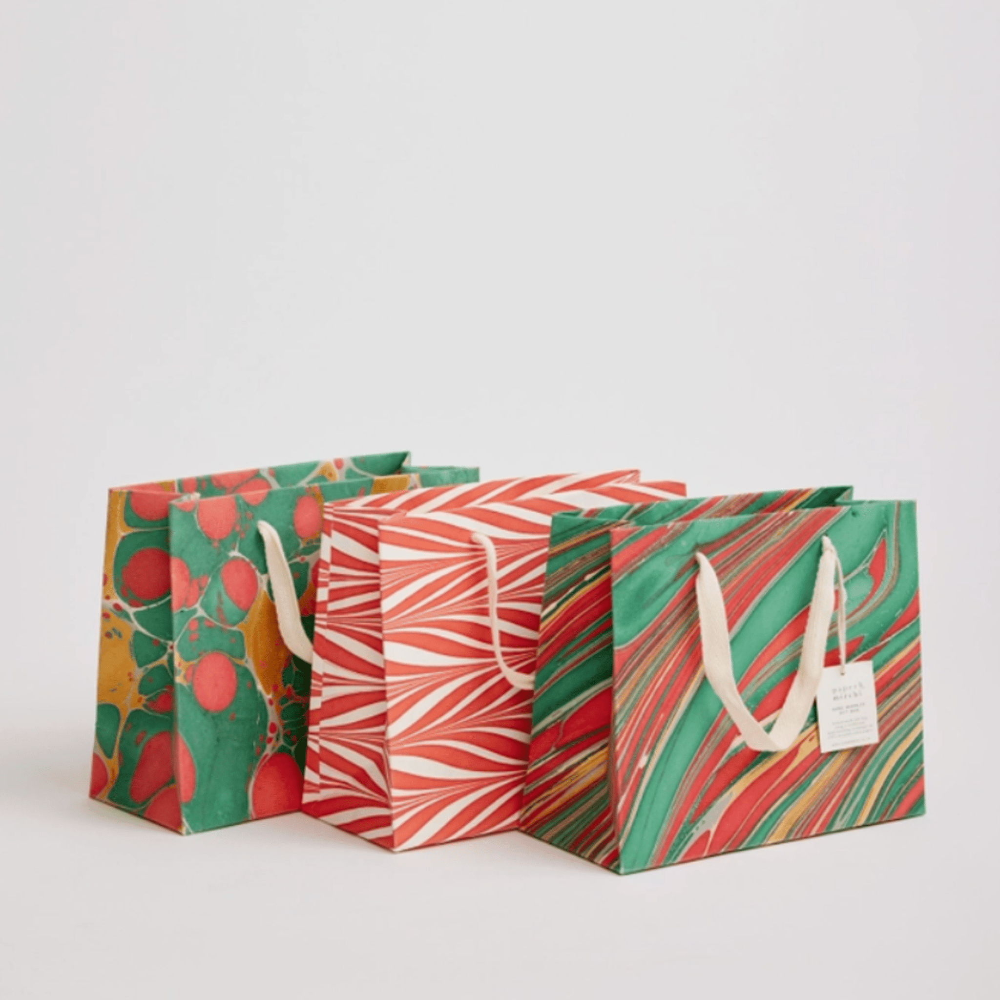 Medium Hand Marbled Festive Gift Bag