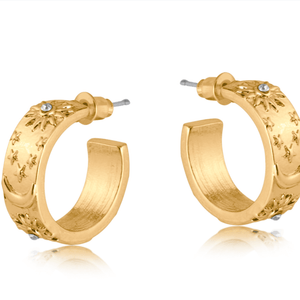 Engraved Celestial Hoop Earrings