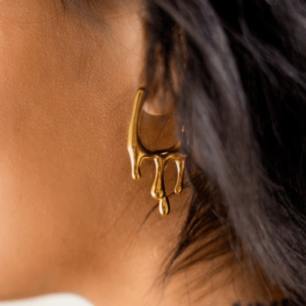 Drip Drop Hoop Earrings - 18K Gold Plated