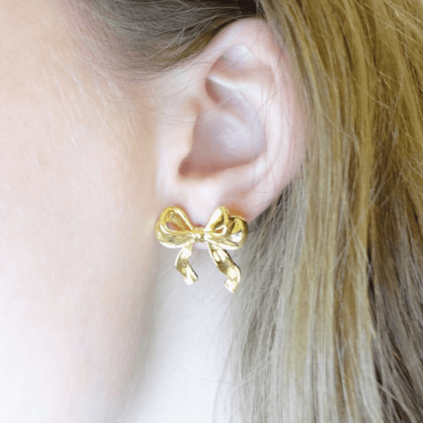 Gold Plated Bow Stud Earrings