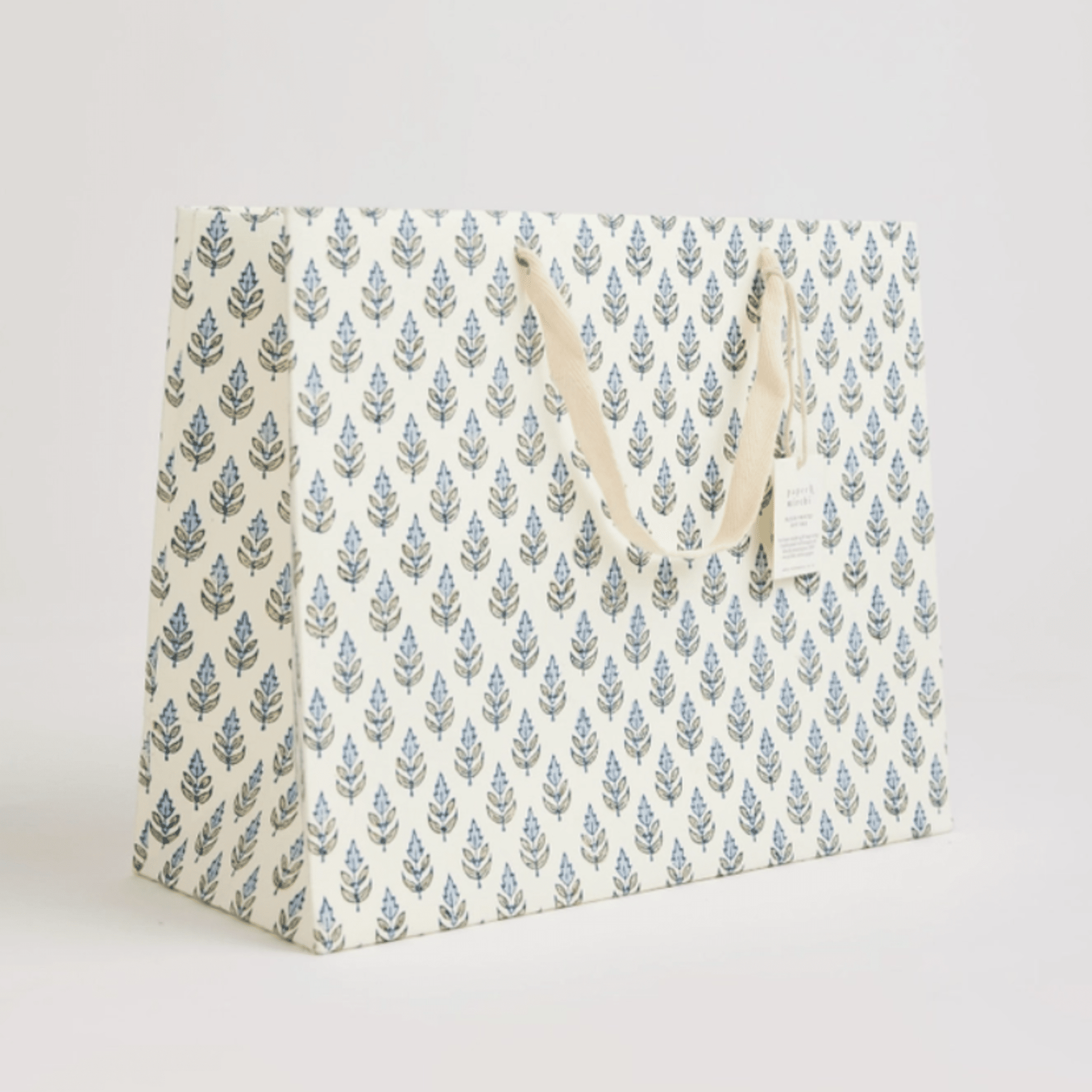Large Hand Block Printed Blue Gift Bag