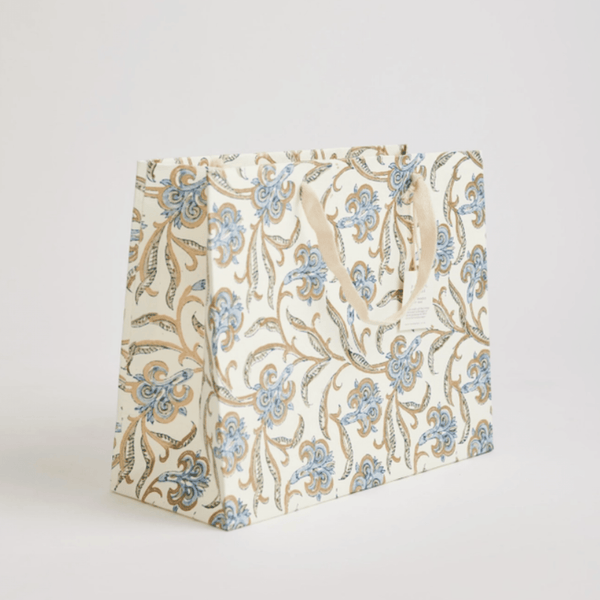 Large Hand Block Printed Blue Gift Bag