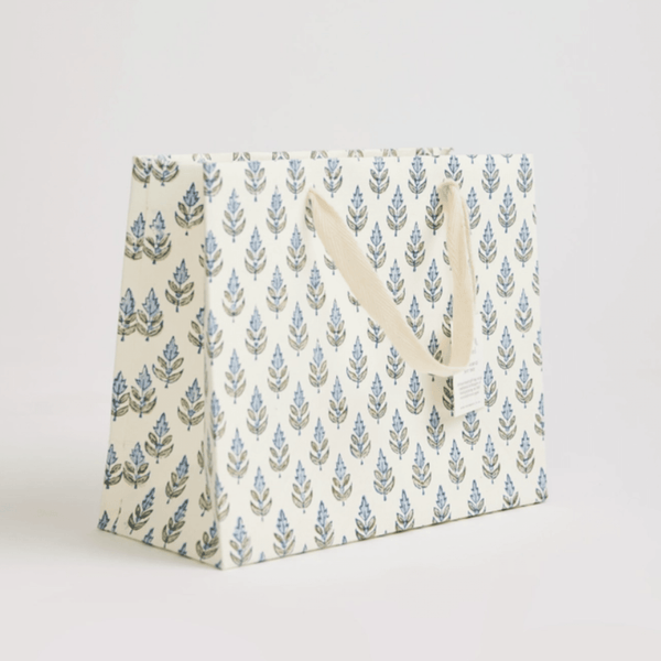 Medium Hand Block Printed Blue Gift Bag
