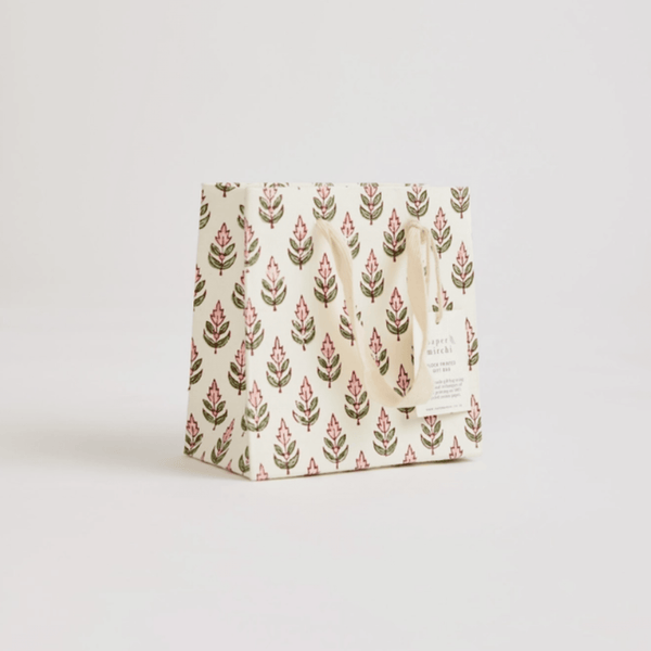 Small Hand Block Printed Blush Gift Bag