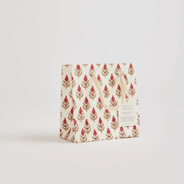 Small Hand Block Printed Red Gift Bag