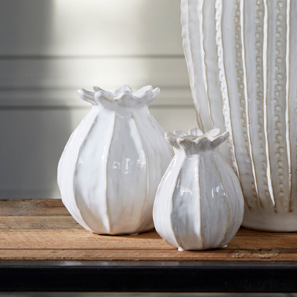 White Seed Pod Ceramic Vase