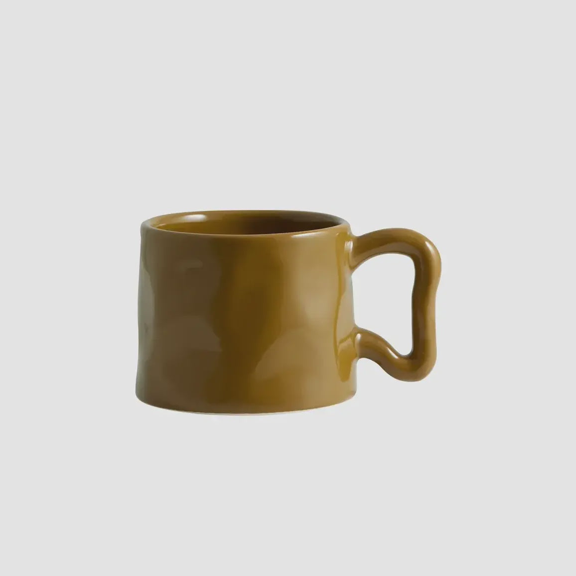 Green Wavy Handle Mug