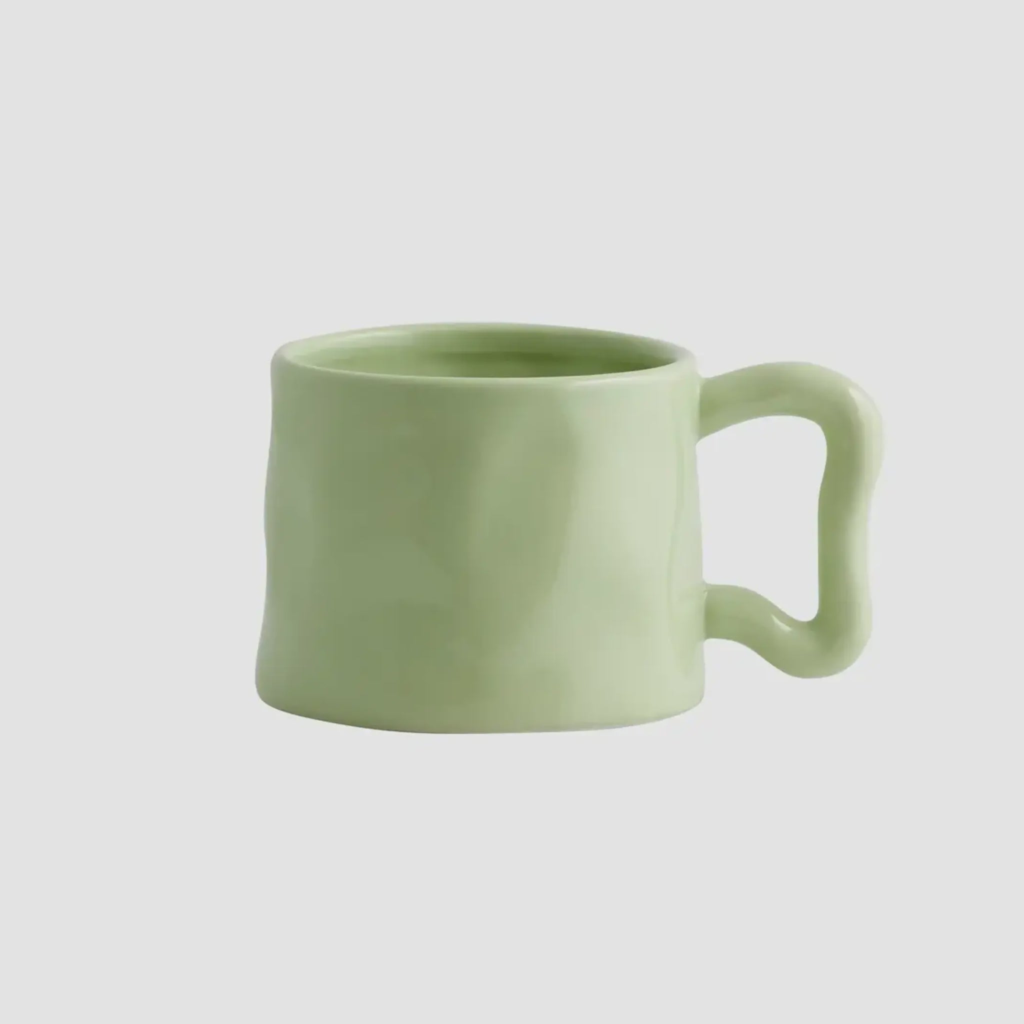 Light Green Wavy Handle Mug