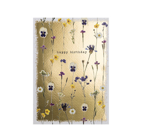 Gold All Over Floral Birthday Card