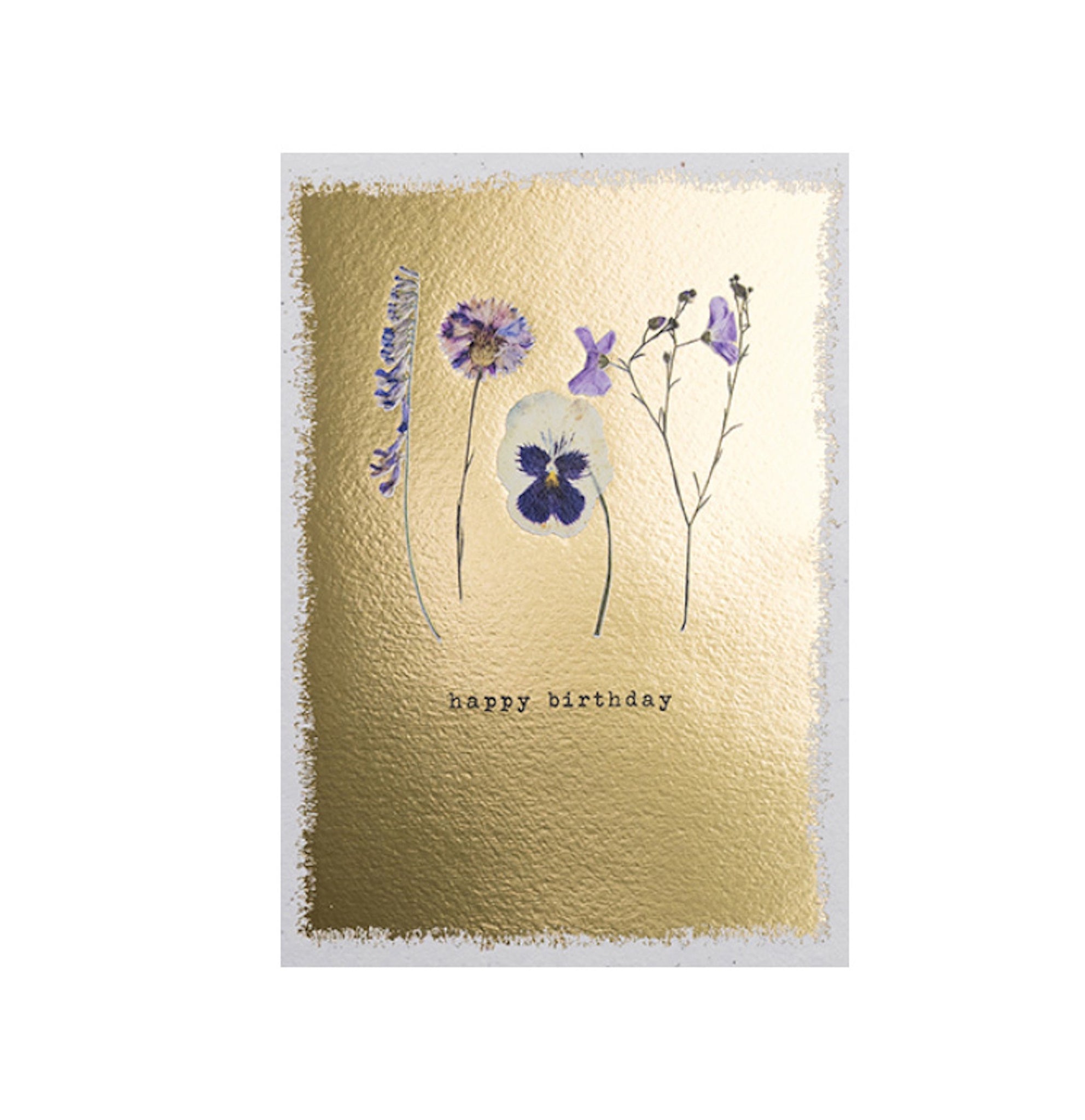 Gold Floral Row Birthday Card