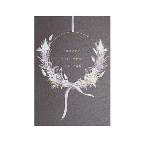 Grey Birthday Wreath Card