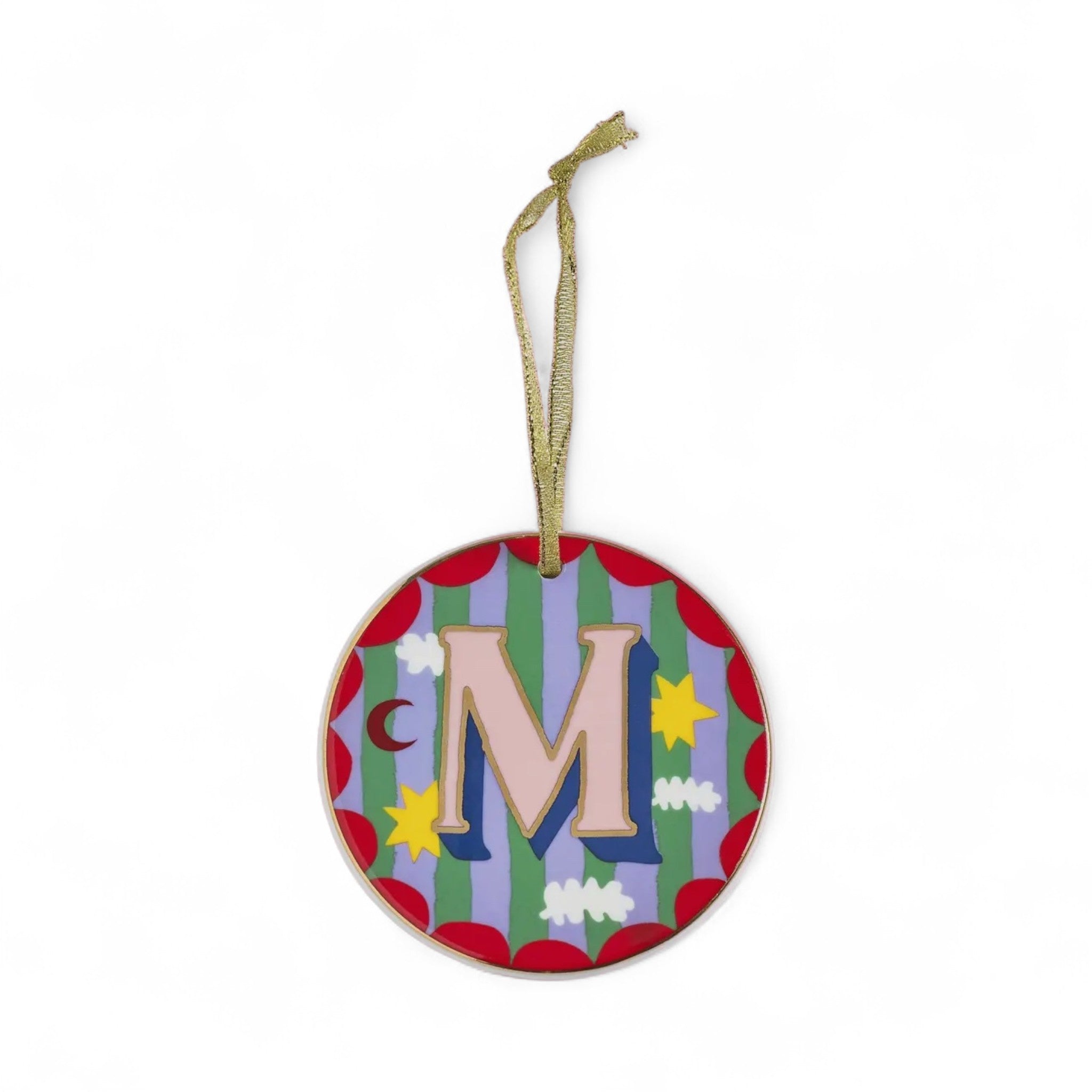 M - Ceramic Alphabet Bauble