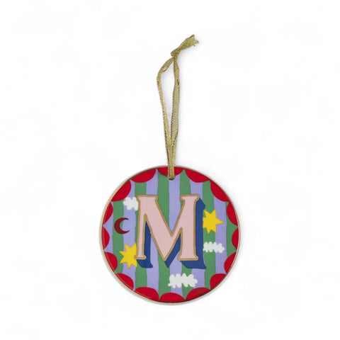 M - Ceramic Alphabet Bauble