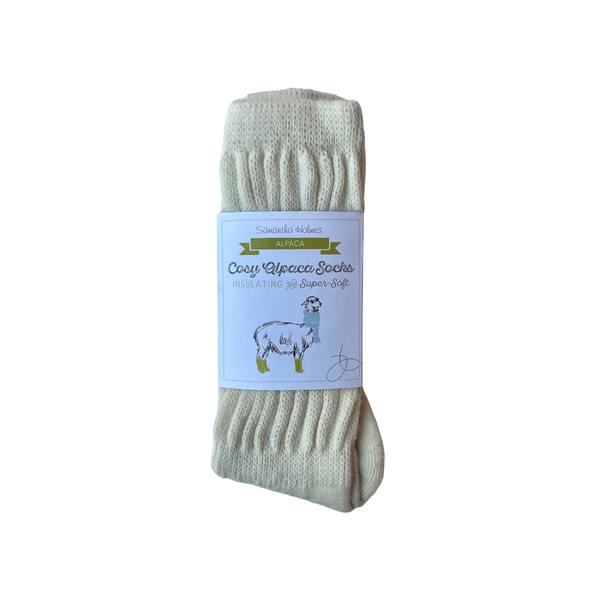 Size 4 - 7 Ivory Ribbed Alpaca Socks