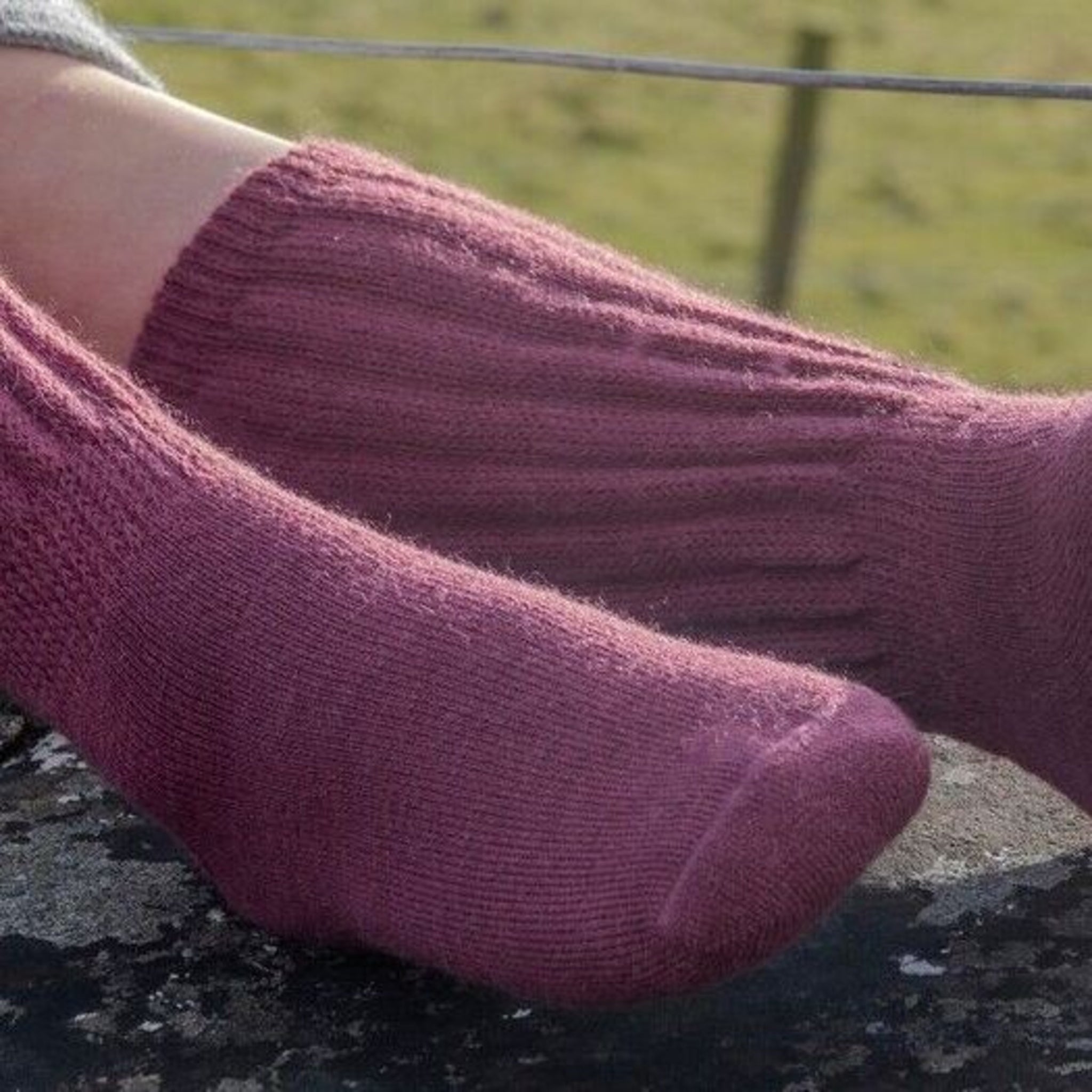 Size 4 - 7 Raspberry Ribbed Alpaca Socks