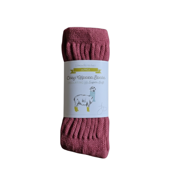 Size 4 - 7 Raspberry Ribbed Alpaca Socks