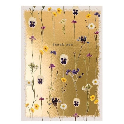 Gold & Scatter Floral Thank You Card