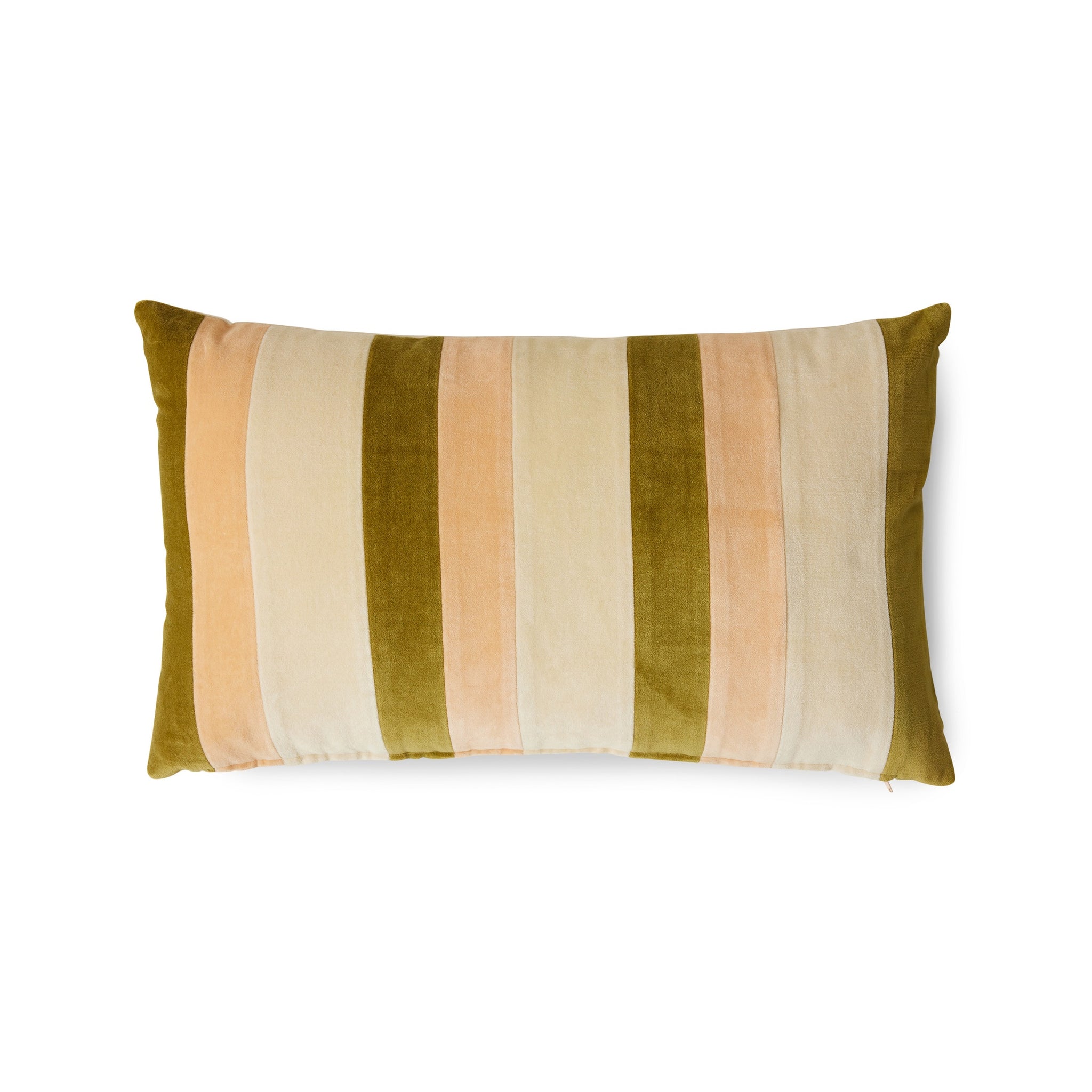 HKliving Moss, Rose & Cream Stripe Velvet Cushion