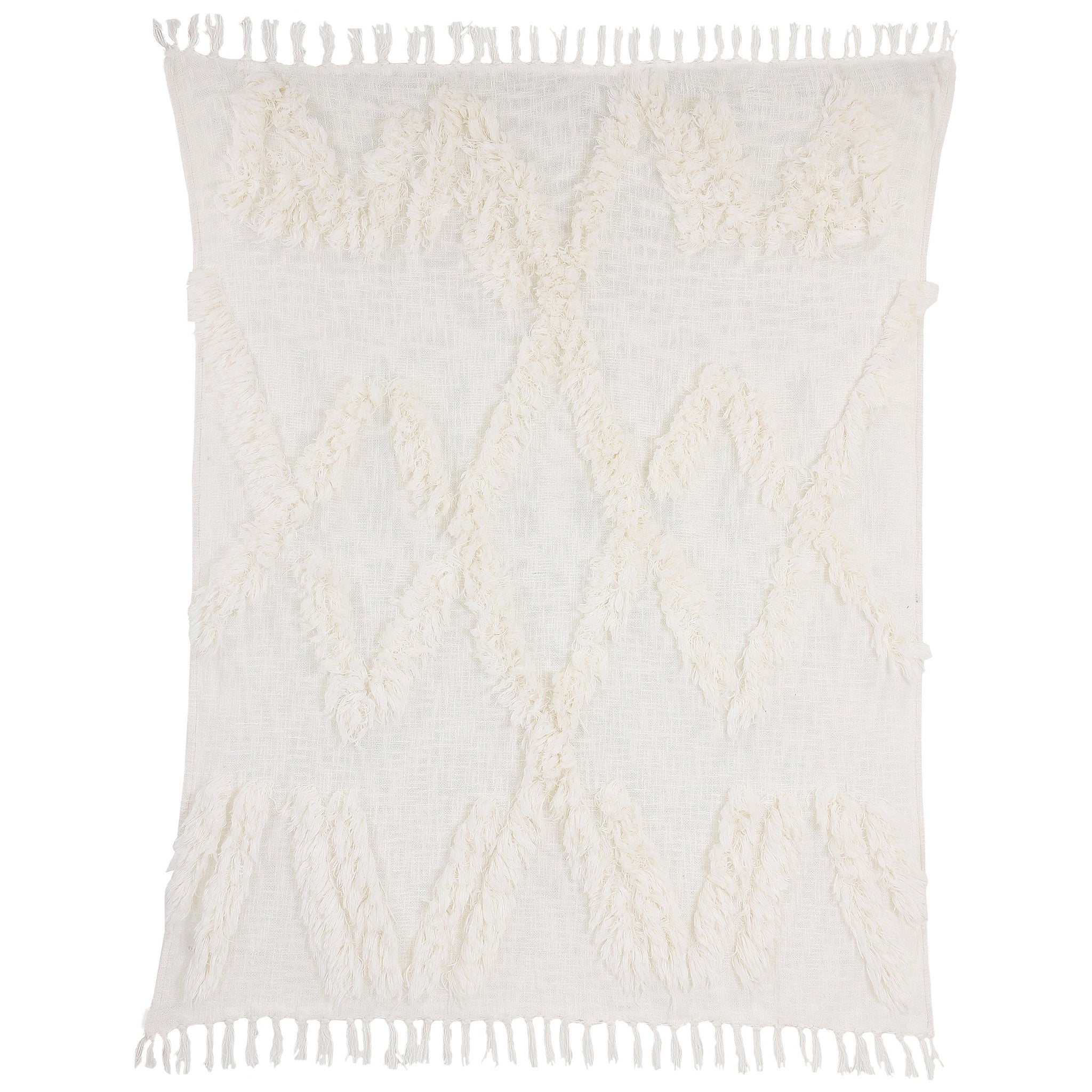 HKliving White Fringe Throw