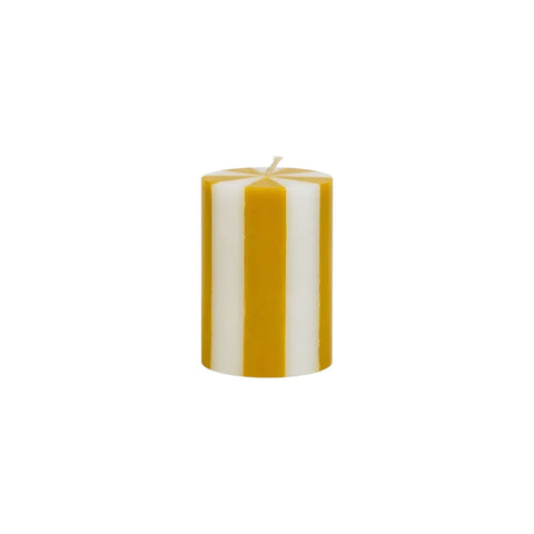 Mustard & White Small Pillar Candle