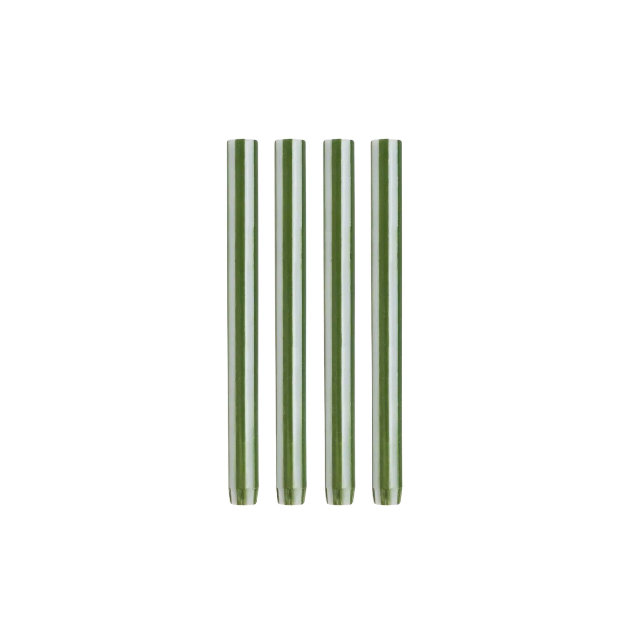 Green & White Stripe Table Candle
