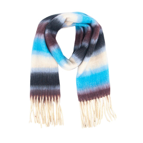 Blue & Aubergine Stripe Heavyweight Scarf