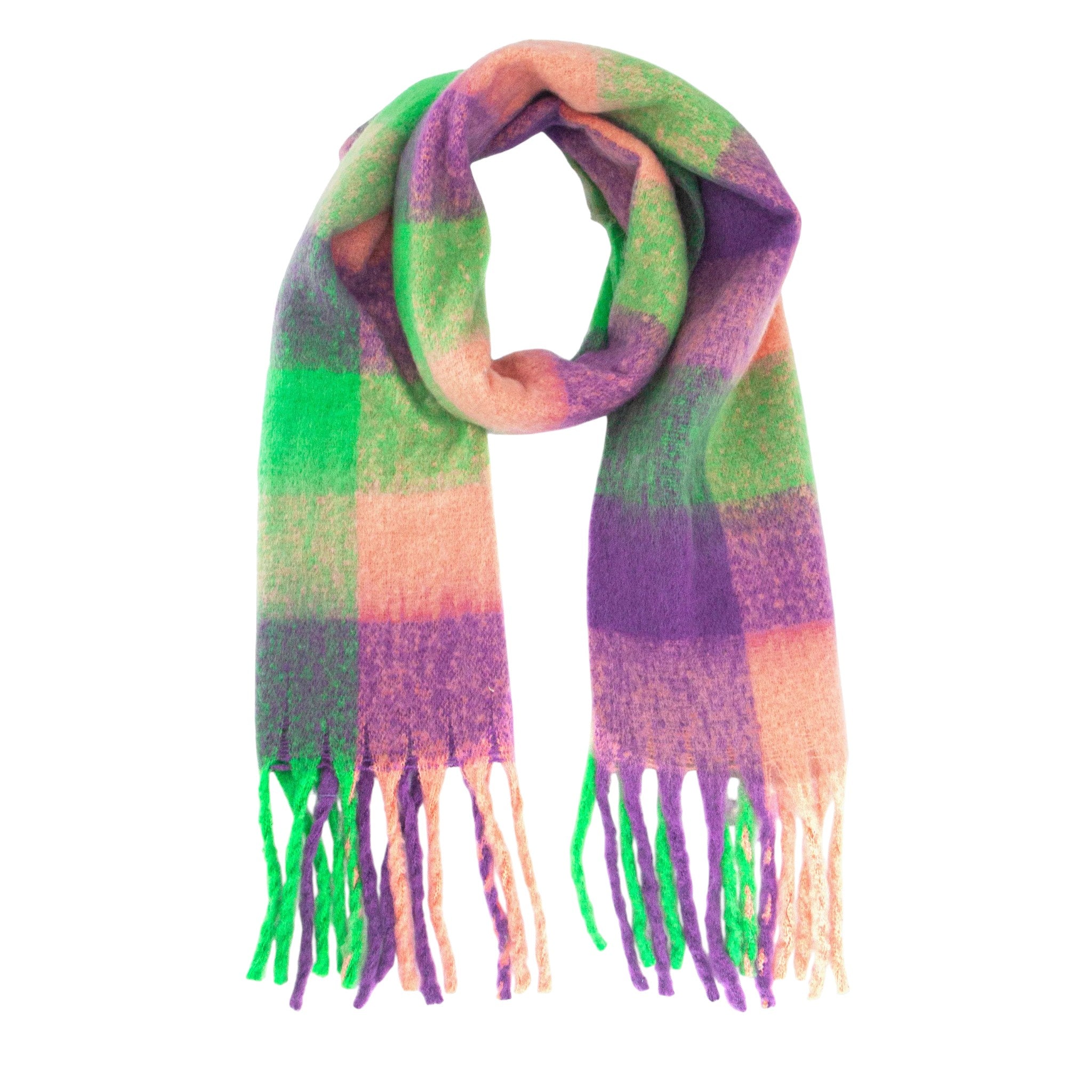 Purple & Green Check Heavyweight Scarf