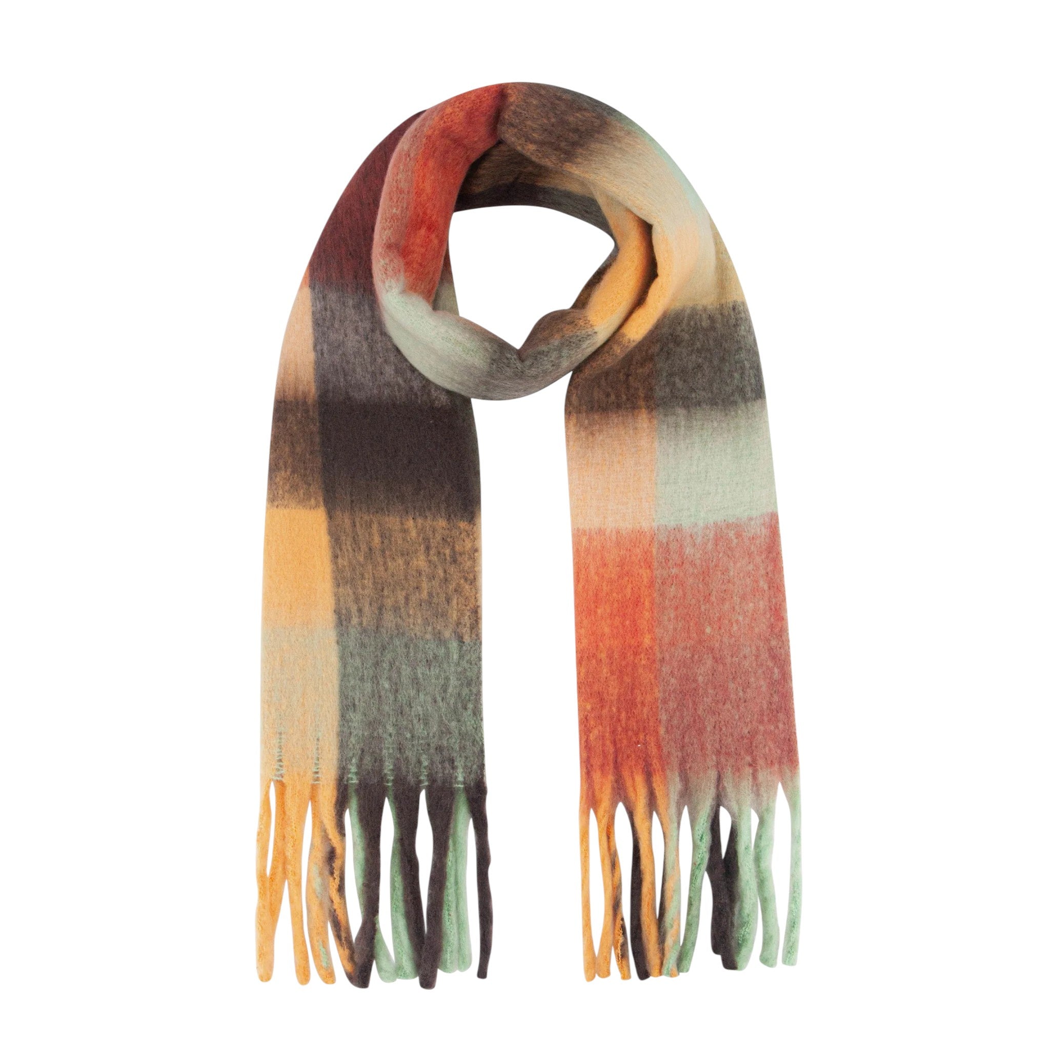Moss & Orange Block Square Heavyweight Scarf