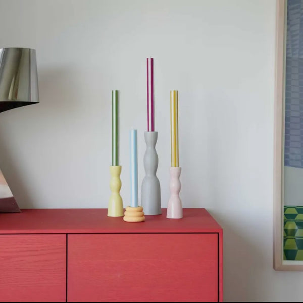 Aubergine & White Stripe Candle