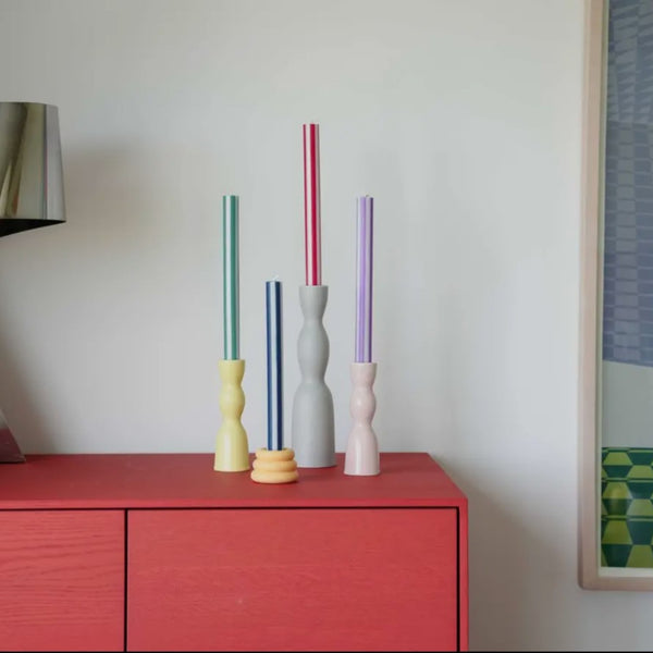 Red & White Stripe Table Candle