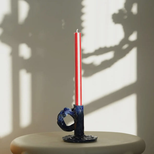 Red & White Stripe Table Candle